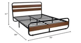 Fast Furnishings King Industrial Metal Wood Bed Frame